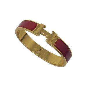 Hermès Red Enamel Gold-plated Clic Clac H bracelet PM